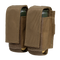 The Condor Double 40mm Grenade Pouch securely holds two cylindrical canisters with flap closures for tactical use.